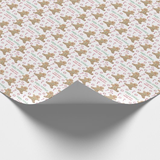 Gingerbrot Mann Peppermint Rotes Grün Geschenkpapier (Ecke)