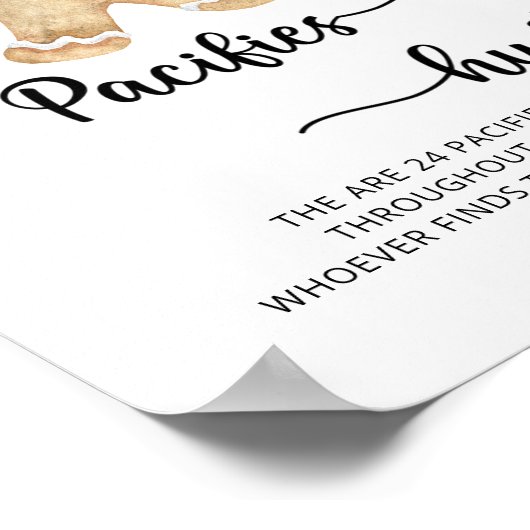 Gingerbrot-Mann - Schnuller Jagd Baby Duschgame Poster (Ecke)