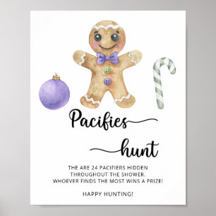 Gingerbrot-Mann - Schnuller Jagd Baby Duschgame Poster
