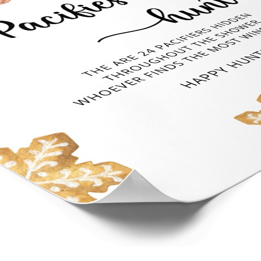 Gingerbrot-Mann - Schnuller Jagd Baby Duschgame Poster (Ecke)