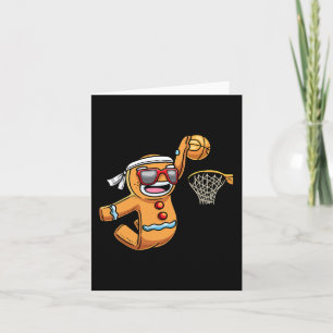 Gingerbrot Mann spielen Basketball Weihnachten Wei Karte