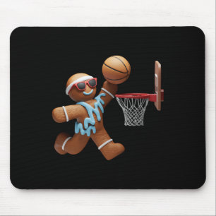 Gingerbrot Mann spielen Basketball Weihnachten Wei Mousepad