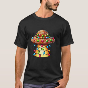 Gingerbrot Mann UFO Alien Weihnachtsleuchten Fraue T-Shirt