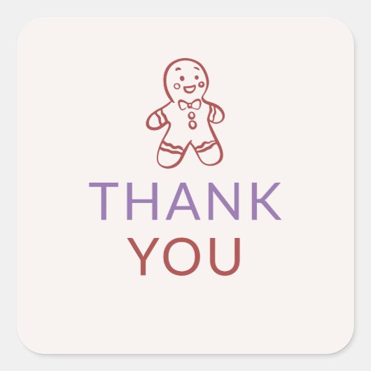 Gingerbrot Mann Vielen Dank Weihnachts-Aufkleber Quadratischer Aufkleber (Vorderseite)