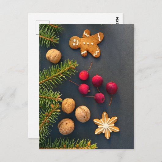 Gingerbrot Mann Weihnachten Postkarte (Vorne/Hinten)
