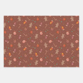 Gingerbrot Mann Weihnachts-Set von 3 Geschenkpapier Set (Vorderseite 3)