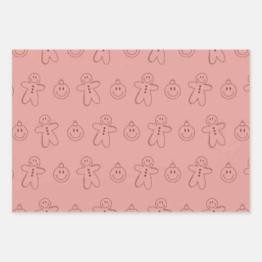 Gingerbrot Mann Weihnachts-Set von 3 Geschenkpapier Set (Vorderseite)