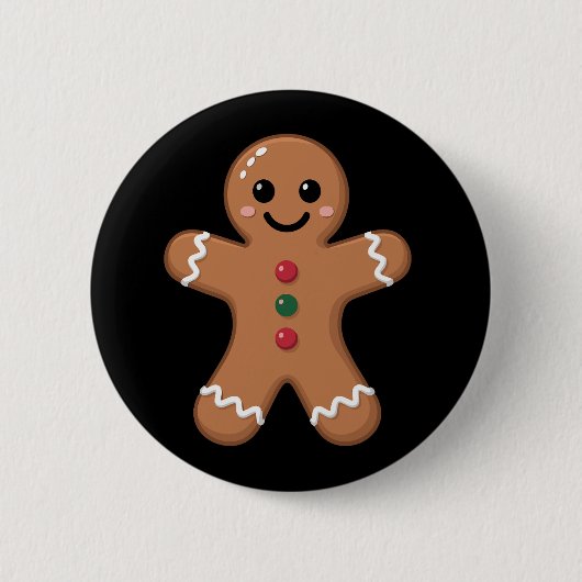 Gingerbrot Mann Weihnachtskeks Backurlaub Button (Vorderseite)