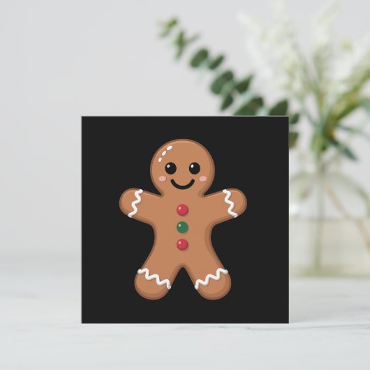Gingerbrot Mann Weihnachtskeks Backurlaub Feiertagskarte (Stehend Vorderseite)