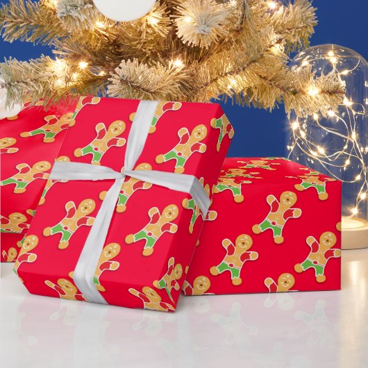 Gingerbrot Männer Rote Weihnachtsbake Muster Geschenkpapier (Feiertage)