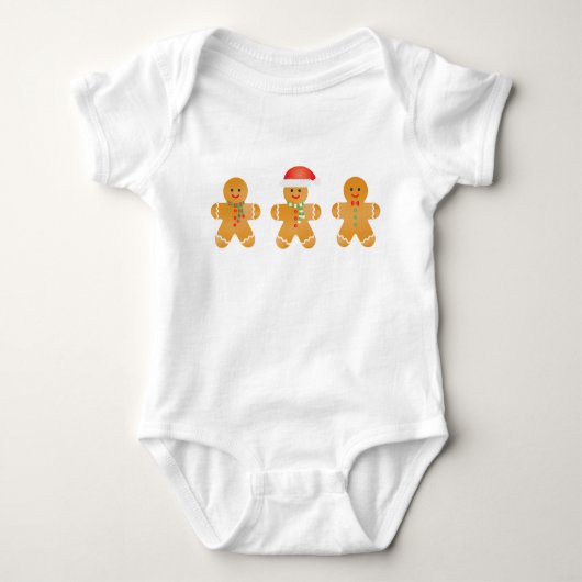 Gingerbrot Männer Weihnachtsmannmütze Baby Strampler (Vorderseite)
