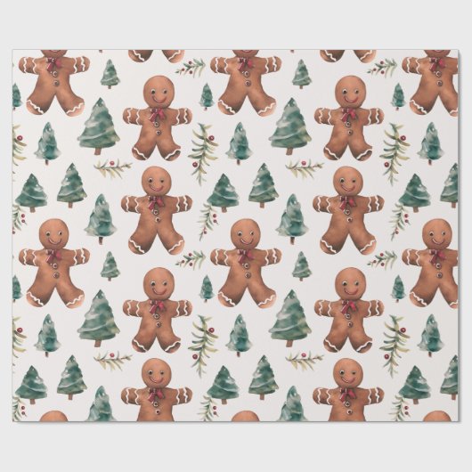 Gingerbrot Men beries Moderne Weihnachten Geschenkpapier (Flach)