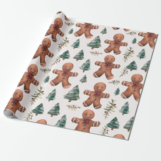 Gingerbrot Men beries Moderne Weihnachten Geschenkpapier (Ungerollt)