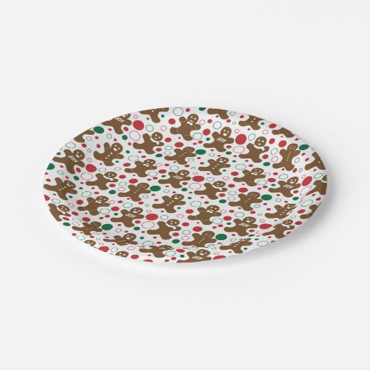Gingerbrot Men Holiday Pattern Pappteller (Schrägansicht)