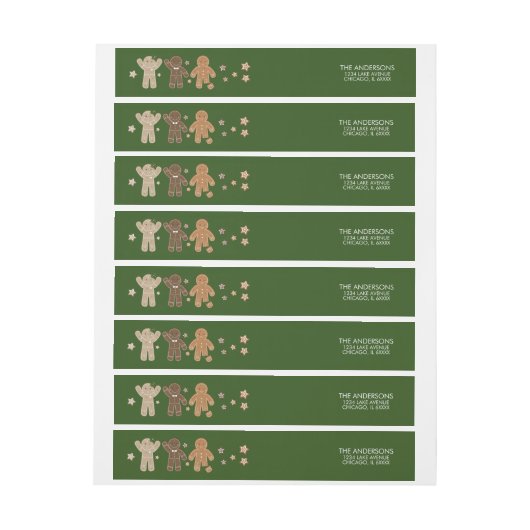 Gingerbrot Men Holiday Wraparound Address Label (Bogen)