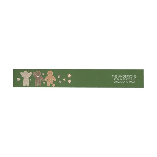 Gingerbrot Men Holiday Wraparound Address Label (Person)