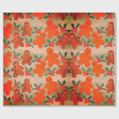 Gingerbrot Men Holly Berries Geschenkpapier (Flach)