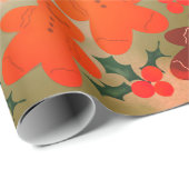 Gingerbrot Men Holly Berries Geschenkpapier (Rolleneckpunkt)