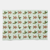 Gingerbrot Men und Holly Pattern Geschirrtuch (Horizontal)