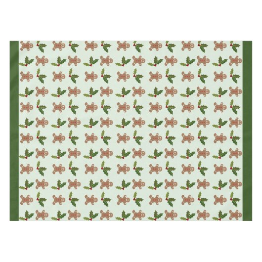Gingerbrot Men und Holly Pattern Green Tischdecke (Vorderseite (Horizontal))
