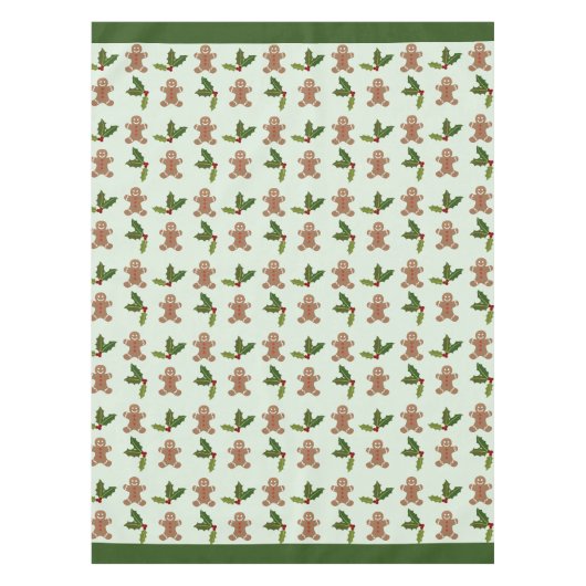 Gingerbrot Men und Holly Pattern Green Tischdecke (Vorderseite)