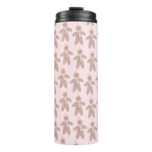 Gingerbrot-Menschenmuster Thermosbecher (Vorderseite)