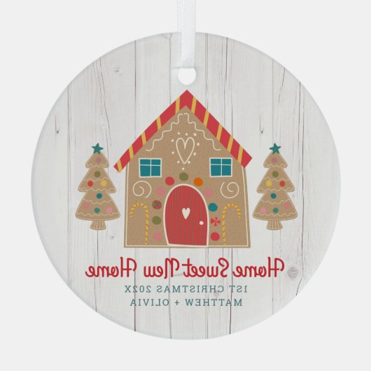Gingerbrot Neue Zuhause Erste Weihnachtsfeier Rust Ornament Aus Glas (Rückseite)