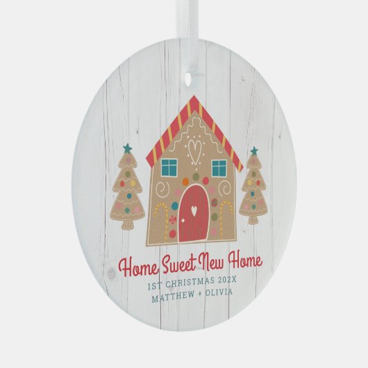 Gingerbrot Neue Zuhause Erste Weihnachtsfeier Rust Ornament Aus Glas (Vorderseite Rechts)