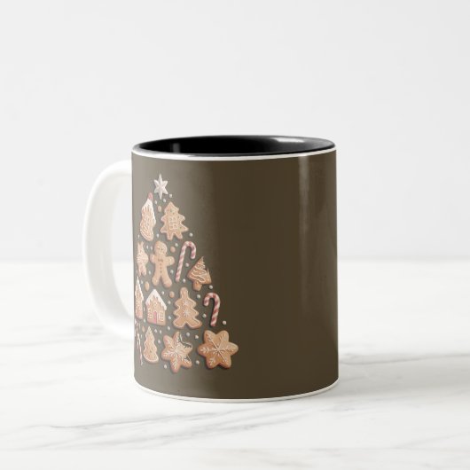 Gingerbrot Niedlicher Weihnachtsbaum Winterbaker Zweifarbige Tasse (Vorderseite Links)
