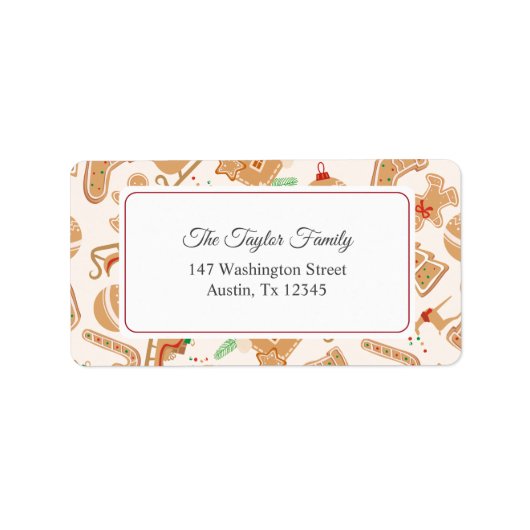 Gingerbrot Pattern Xmas Rücksendeadresse Adressaufkleber (Vorne)