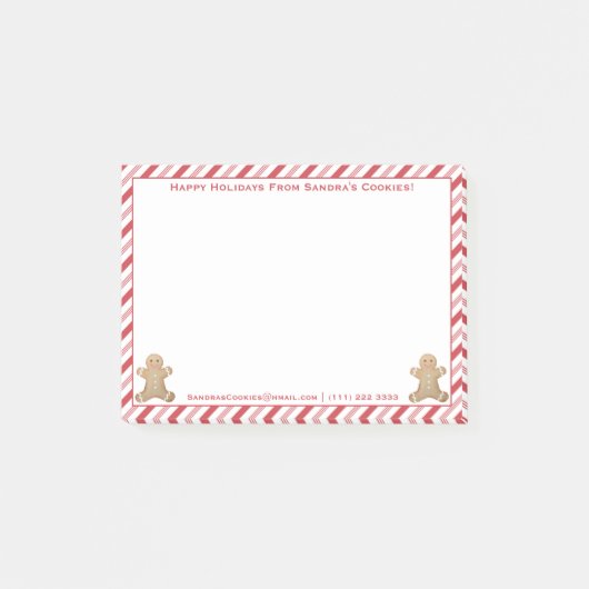 Gingerbrot Peppermint Happy Holidays Personalisier Post-it Klebezettel (Vorderseite)