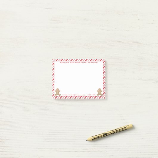 Gingerbrot Peppermint Happy Holidays Personalisier Post-it Klebezettel (Auf Schreibtisch)