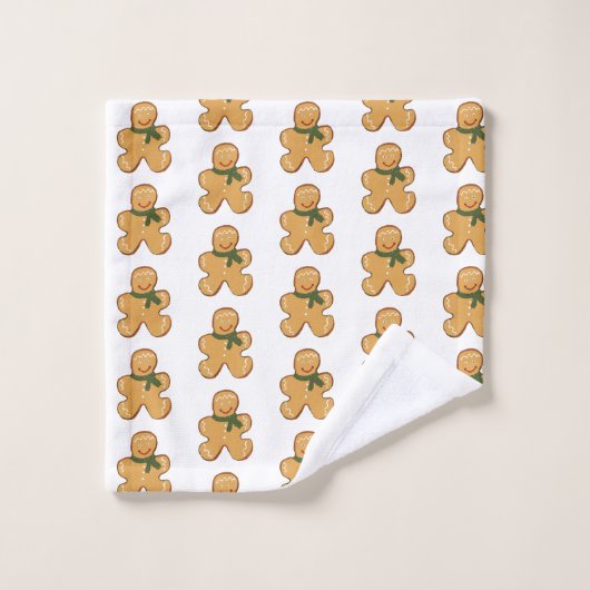 Gingerbrot Person Pattern Badetuch Set (Waschlappen)