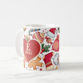 Gingerbrot Personalisiert Monogram & Name Weihnach Kaffeetasse (Vorderseite Links)