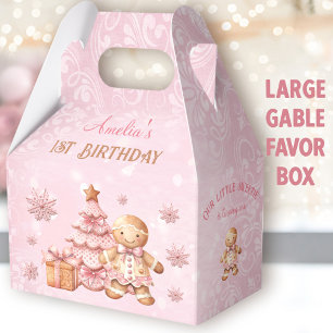 Gingerbrot Pink Weihnachten 1. Geburtstag Groß Geschenkschachtel