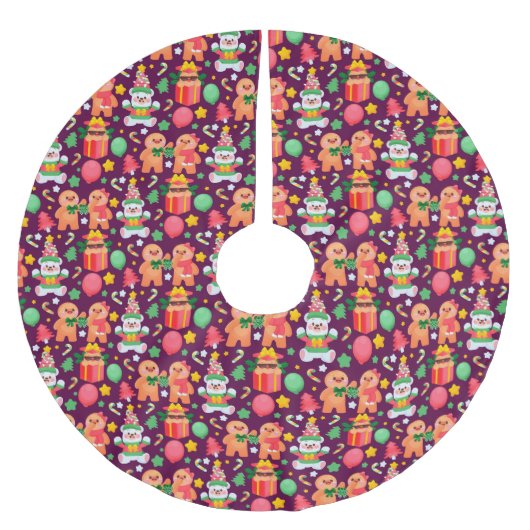 Gingerbrot Pinsel Polyester Tree Skirt Weihnachtsbaumdecke (Vorderseite)