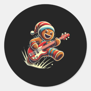 Gingerbrot Playing Gitarre Weihnachtsmusiker Guit Runder Aufkleber