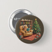 Gingerbrot Reading Books Weihnachtslehrer Button (Vorne & Hinten)