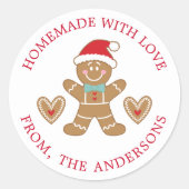 Gingerbrot Rot mit Liebe Weihnachten Runder Aufkleber (Vorderseite)