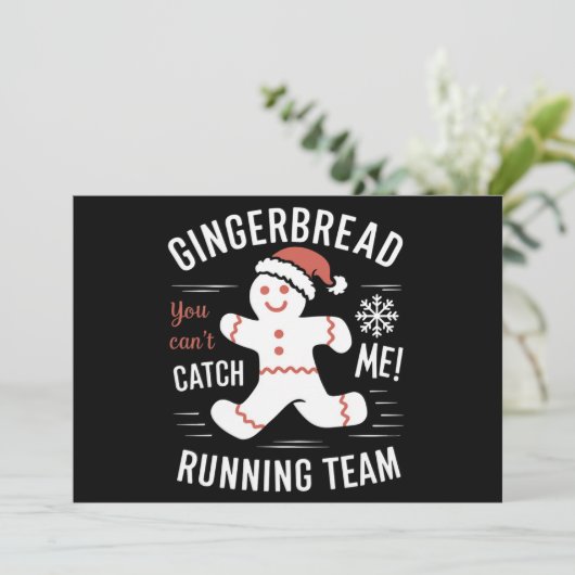Gingerbrot Running Team Weihnachtszeit Spaß Feiertagskarte (Stehend Vorderseite)