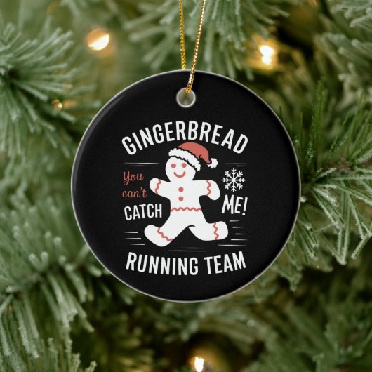 Gingerbrot Running Team Weihnachtszeit Spaß Keramik Ornament (Baum)