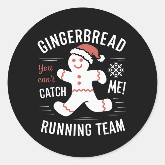 Gingerbrot Running Team Weihnachtszeit Spaß Runder Aufkleber (Vorderseite)