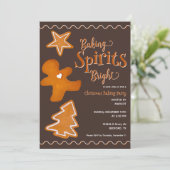 Gingerbrot Rustikal Charming Weihnachtsgebäck Part Einladung (Stehend Vorderseite)