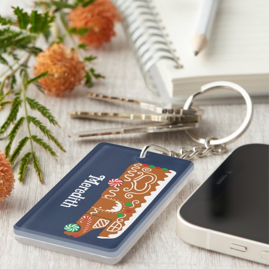 Gingerbrot RV Klasse C Camper Foto Weihnachten Schlüsselanhänger (Vorderseite rechts)