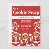 Gingerbrot Santa Cookie Swap Feiertag Einladung (Vorderseite)