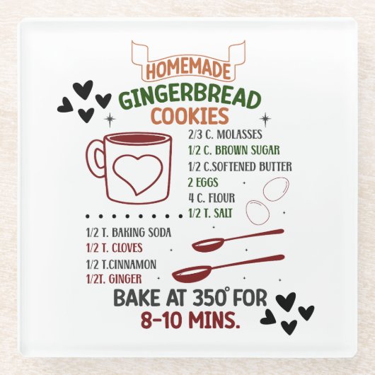 Gingerbrot selbst Rezept Weihnachtsgeschenk Glasuntersetzer (Vorderseite)