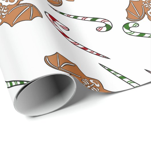 Gingerbrot Skeleton Bat Geschenkpapier (Rolleneckpunkt)