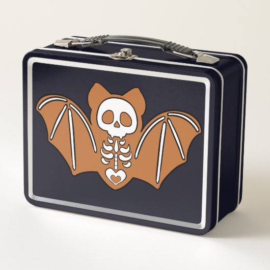 Gingerbrot Skeleton Bat Metall Brotdose (Vorderseite)