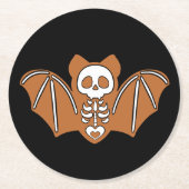 Gingerbrot Skeleton Bat Runder Pappuntersetzer (Vorderseite)
