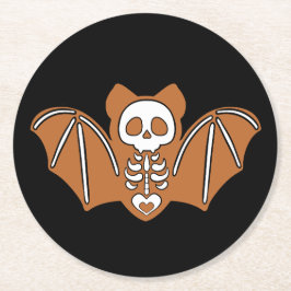 Gingerbrot Skeleton Bat Runder Pappuntersetzer